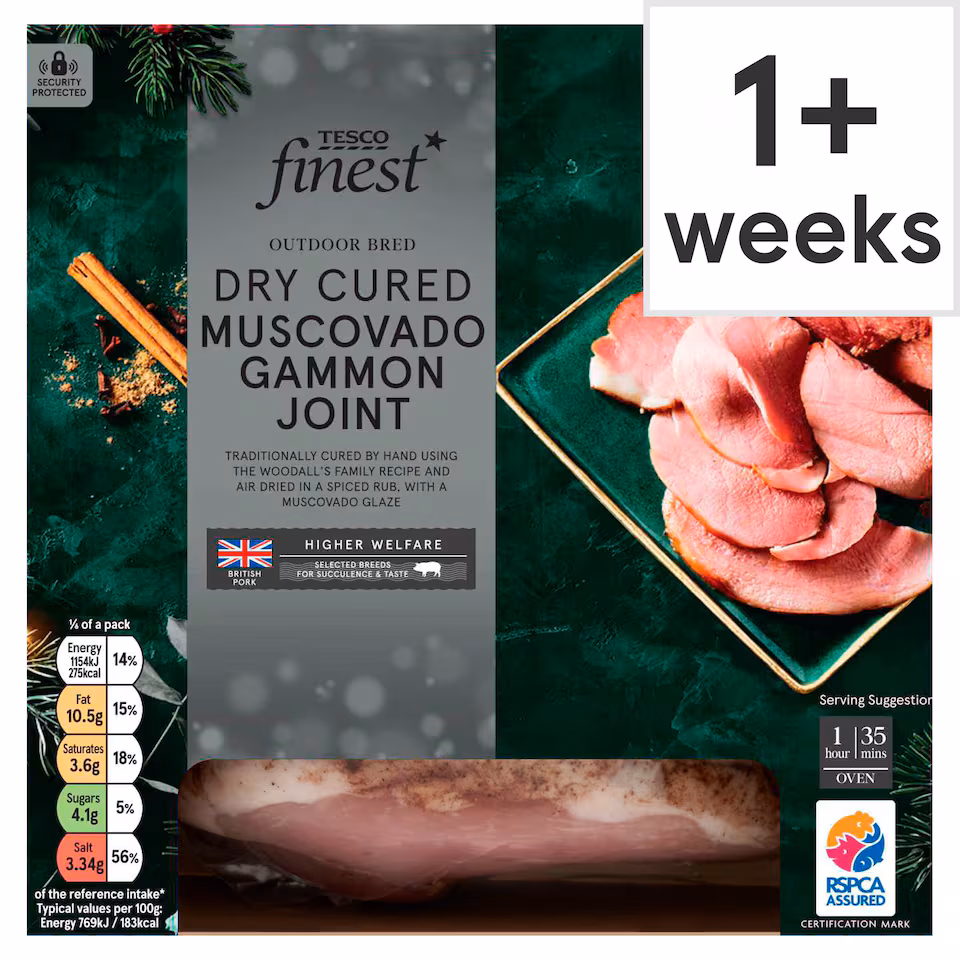 Tesco Finest Dry Cured Gammon Joint with a Muscovado Glaze 1kg (Serves 6)