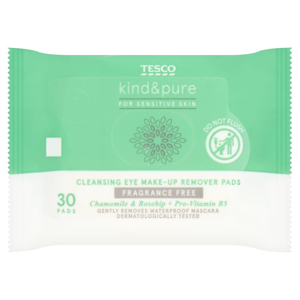 Tesco Kind & Pure Biodegradable Eye Make Up Remover Pads 30
