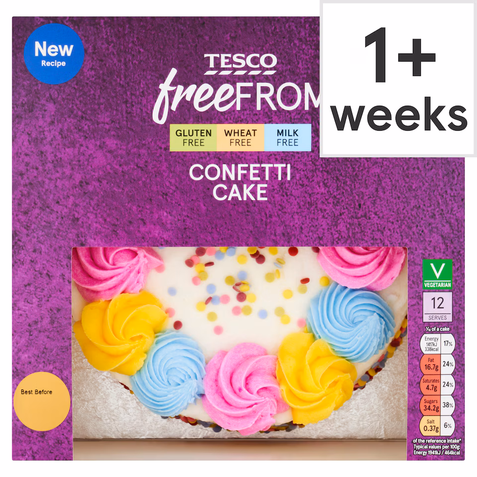 Tesco Free From Confetti Cake 12 Serves