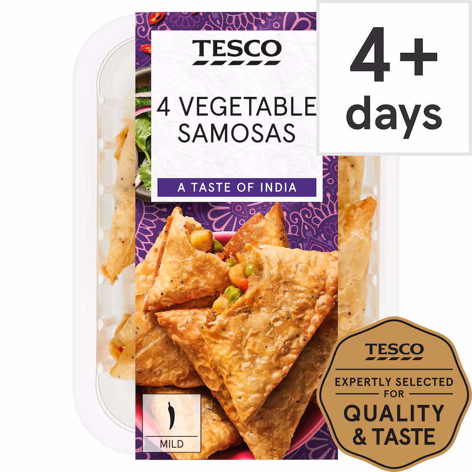 Tesco Vegetable Samosas 4 Pack 216g