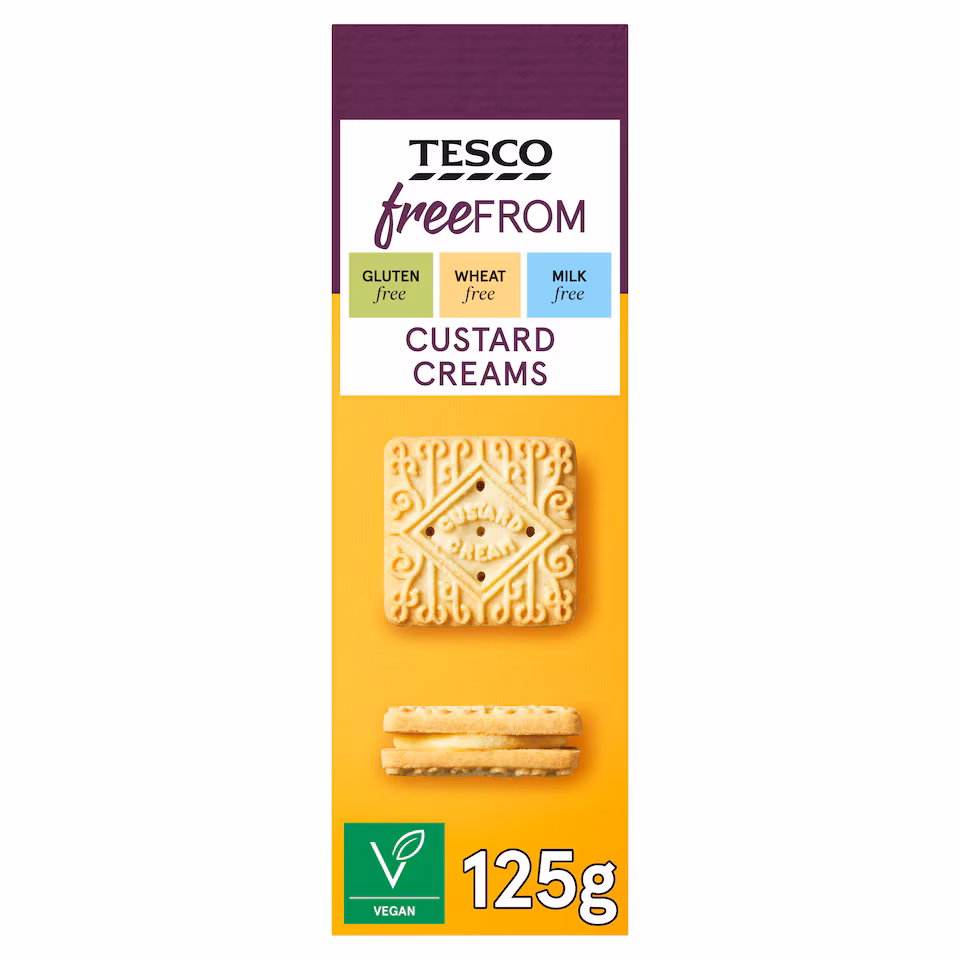 Tesco Free From Custard Creams Biscuits 125g