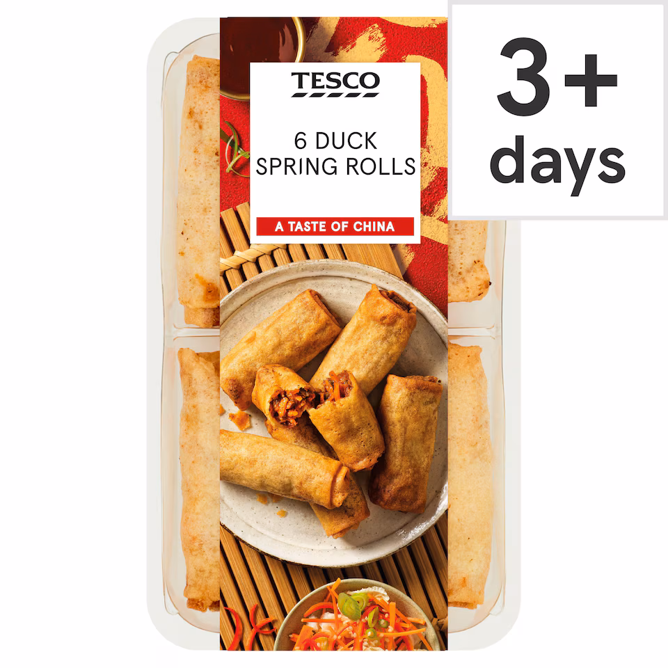 Tesco 6 Duck Spring Rolls 216G