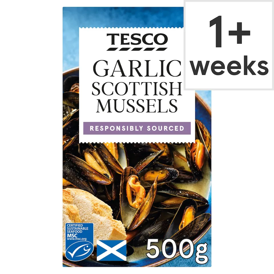 Tesco Garlic Scottish Mussels 500G
