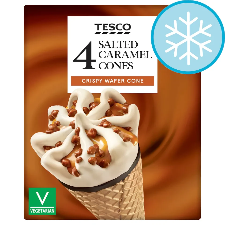 Tesco Salted Caramel Cones 4X110ml