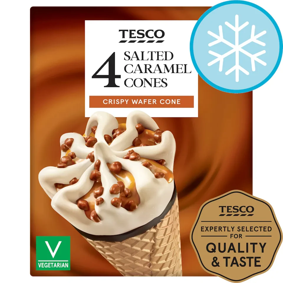 Tesco Salted Caramel Cones 4X110ml