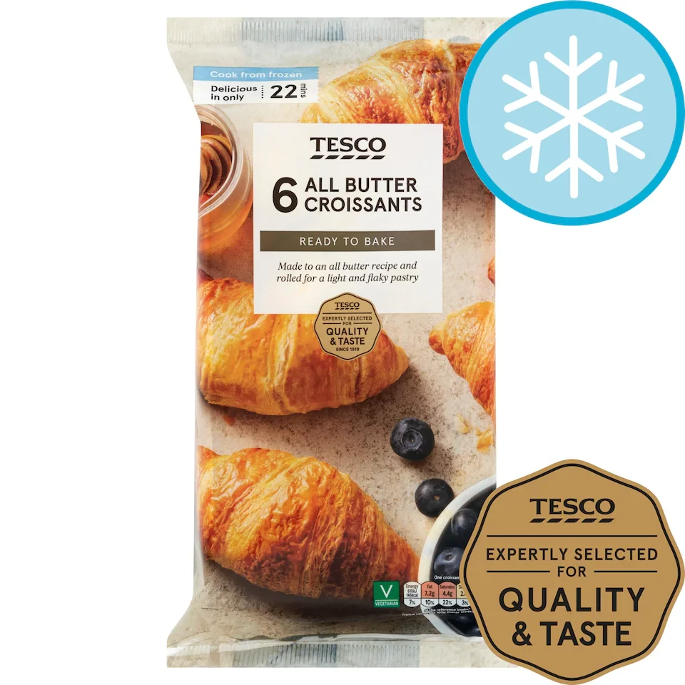 Tesco 6 All Butter Croissants 255G