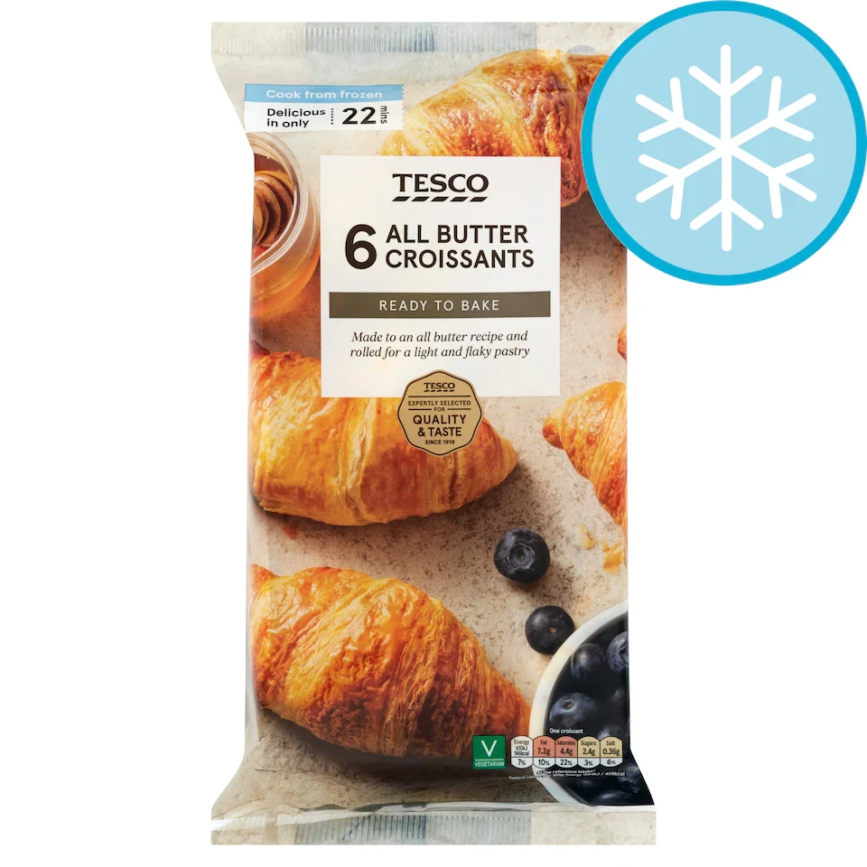 Tesco 6 All Butter Croissants 255G