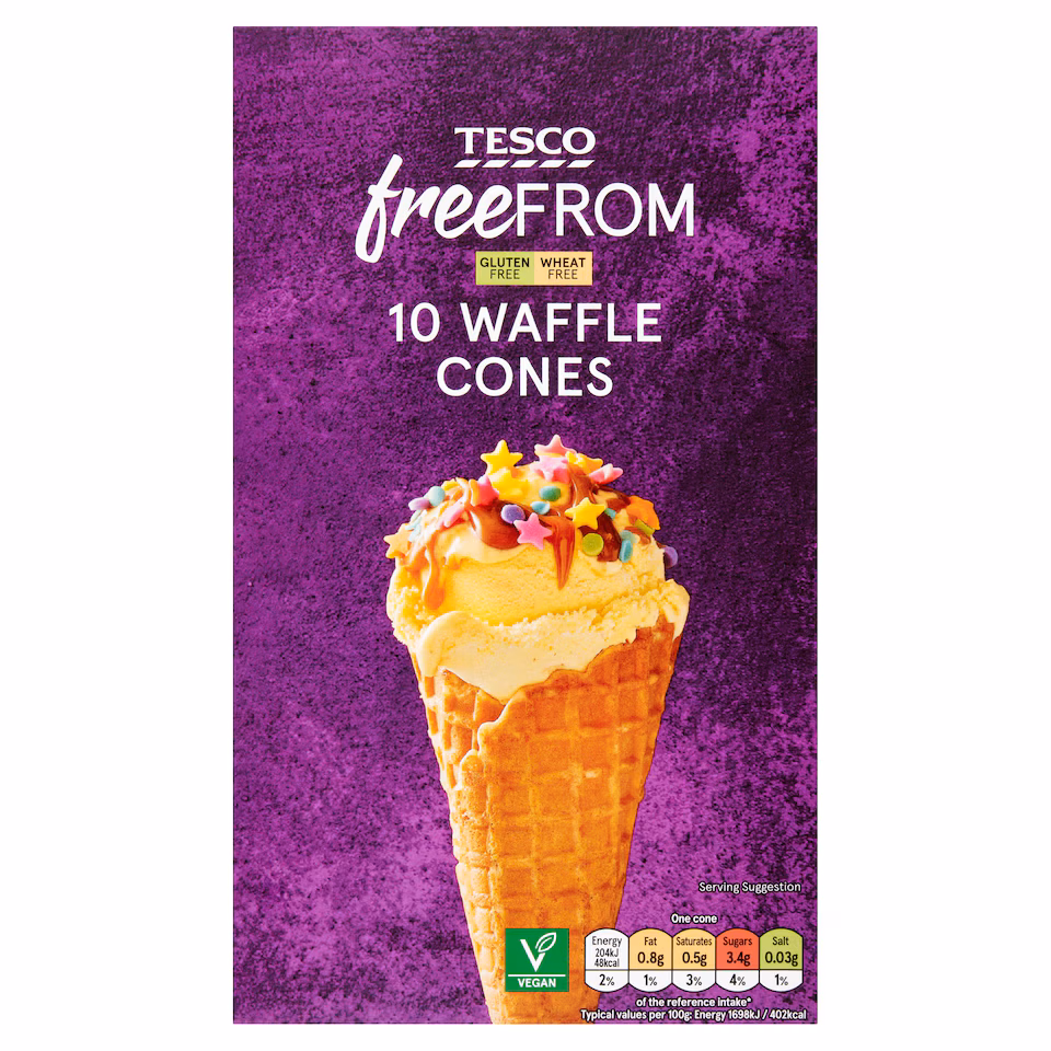 Tesco Free From 10 Waffle Cones