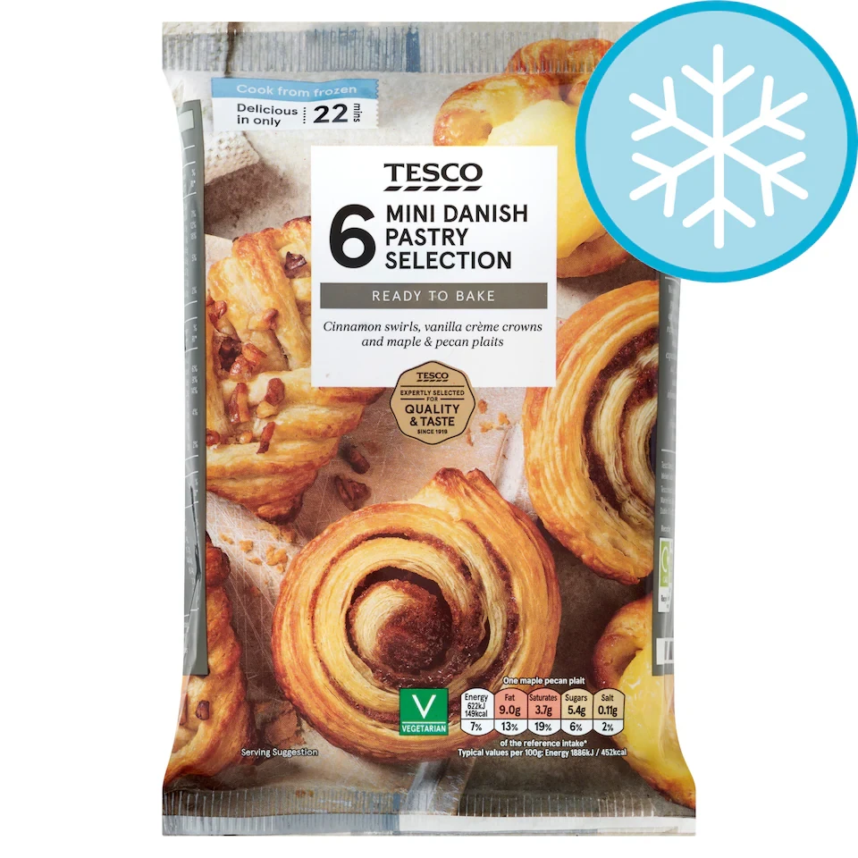 Tesco 6 Mini Danish Pastry Selection 235G
