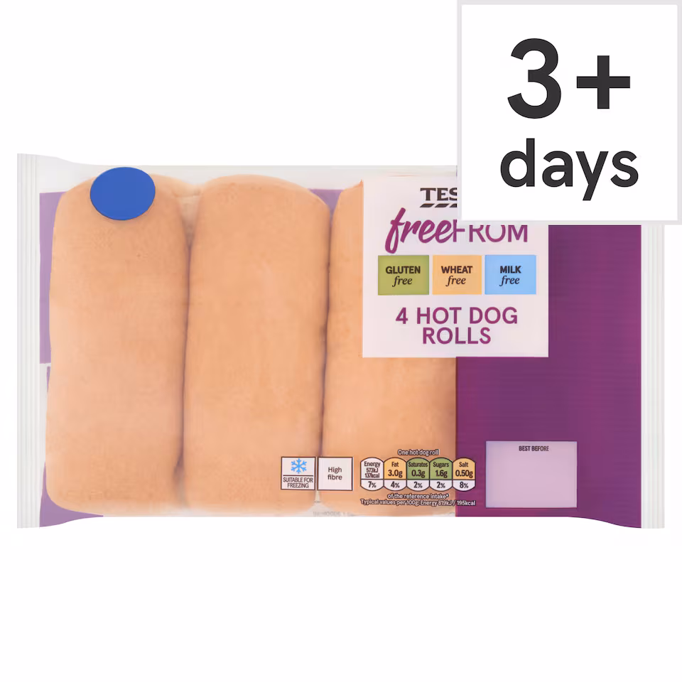 Tesco Free From Hot Dog Rolls 4 pack