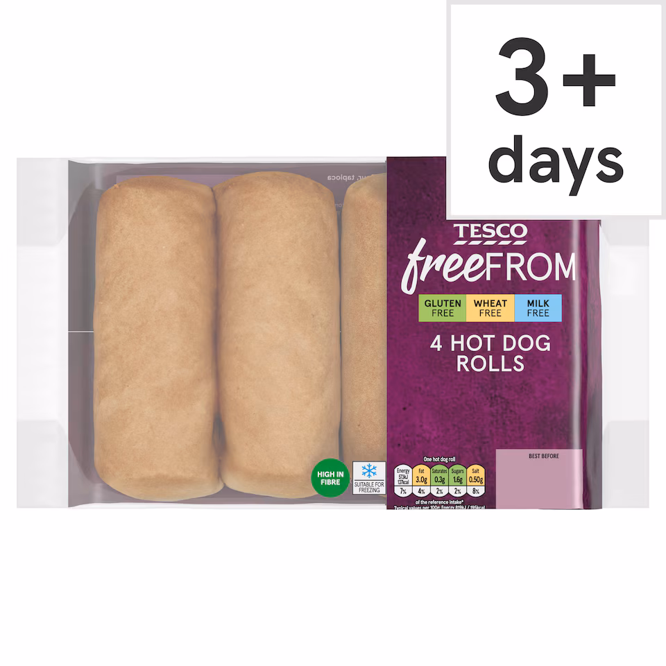 Tesco Free From Hot Dog Rolls 4 pack