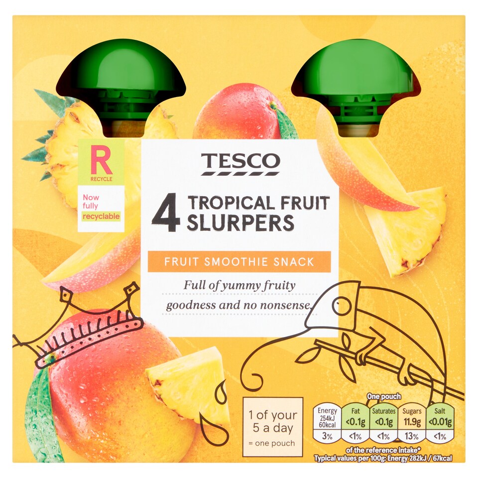 Tesco Tropical Fruit Slurpers 4X90g