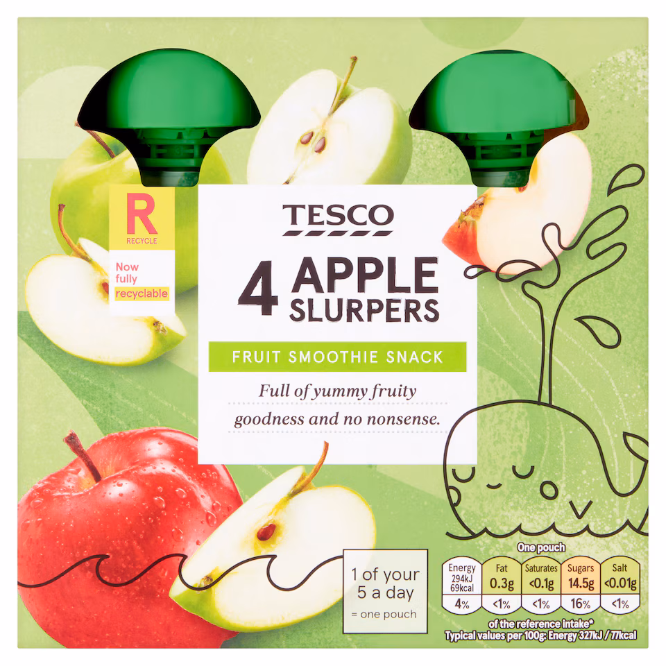 Tesco Apple Fruit Slurpers 4 x 90g