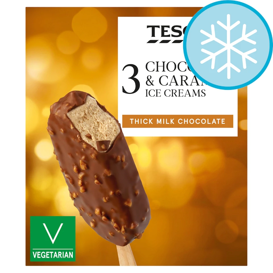 Tesco Chocolate & Caramel Ice Creams 3X110ml