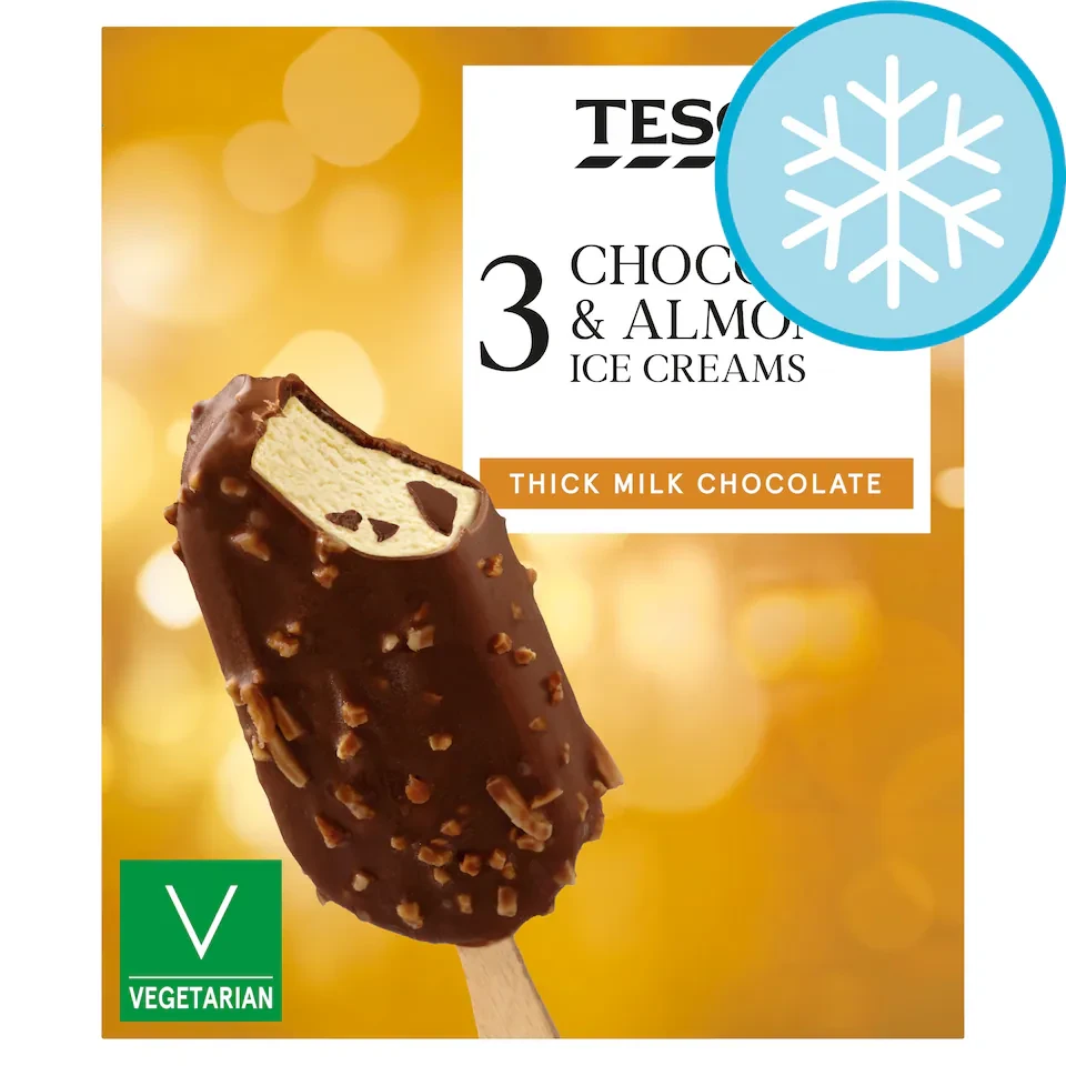 Tesco Chocolate & Almond Ice Creams 3X110ml