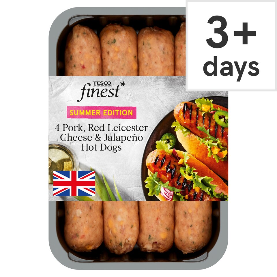 Tesco Finest 4 Pork Cheese & Jalapeno Hot Dogs 400G