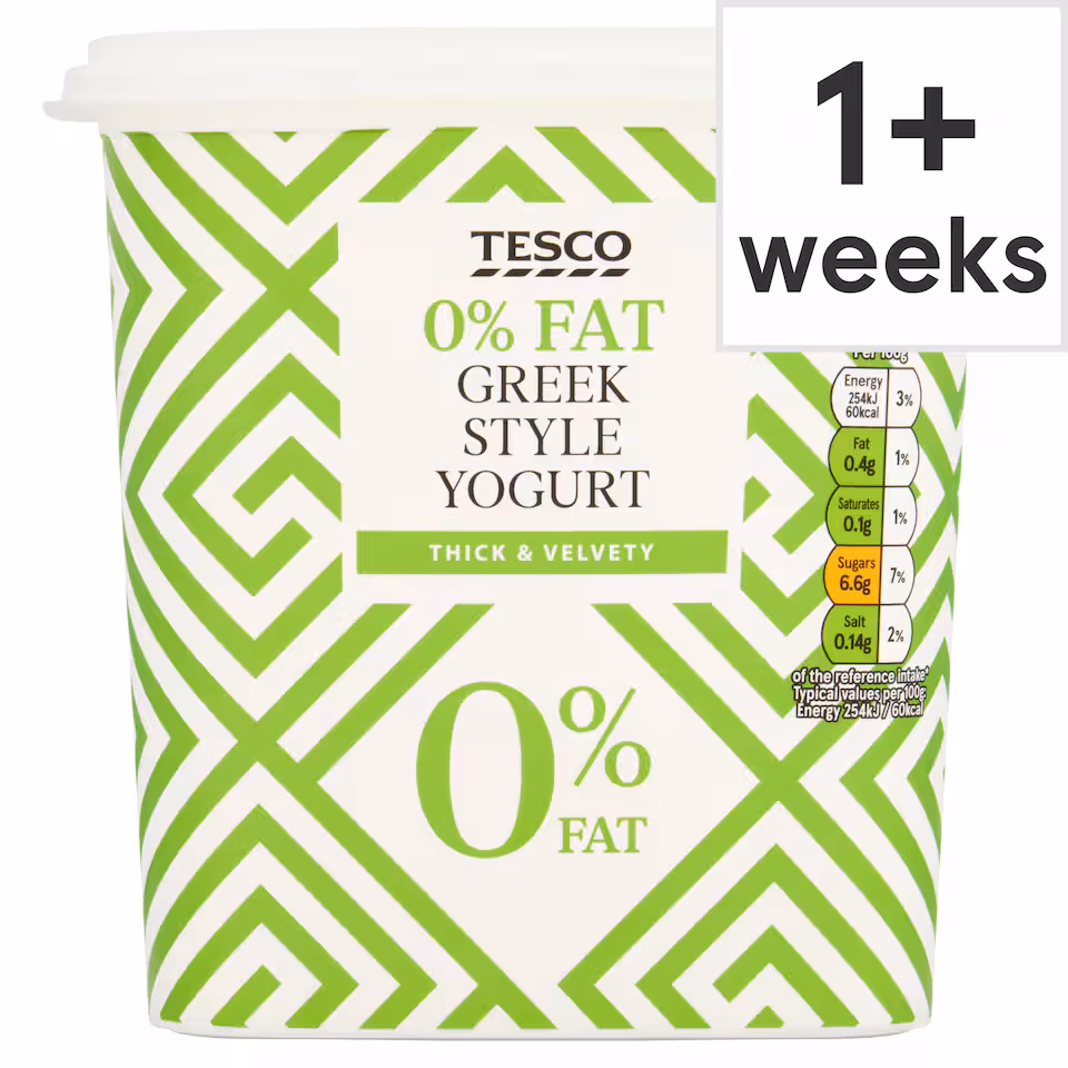 Tesco 0% Fat Greek Style Yogurt 1Kg