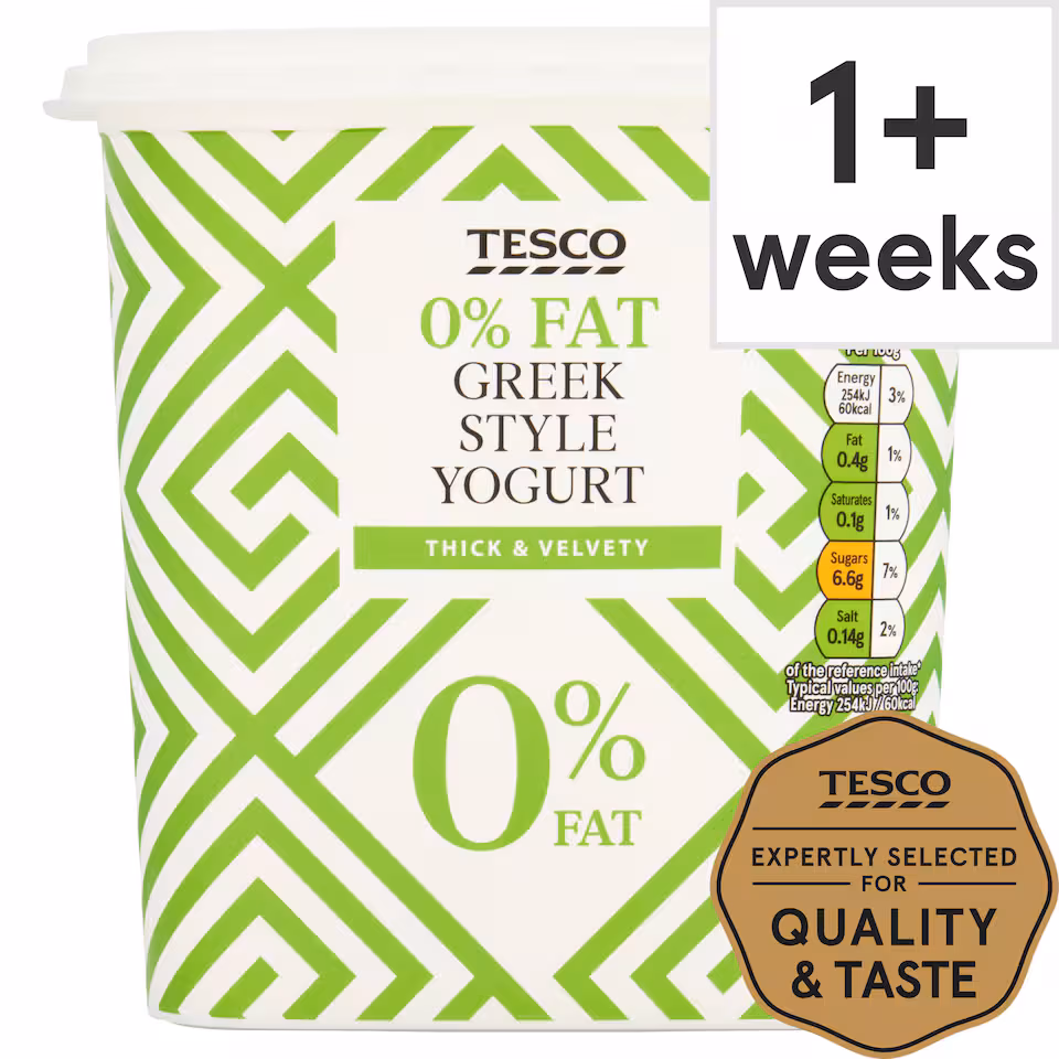 Tesco 0% Fat Greek Style Yogurt 1Kg