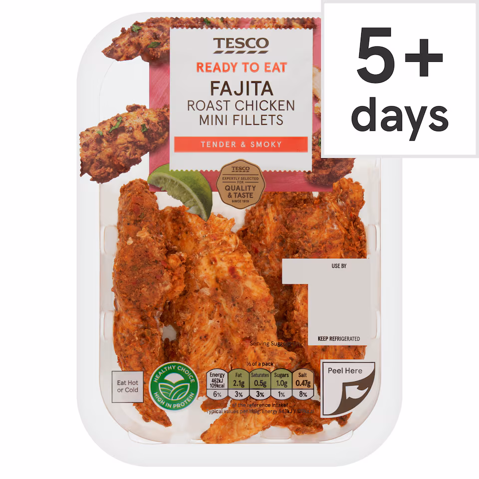 Tesco Fajita Cooked Chicken Breast Mini Fillets 170G