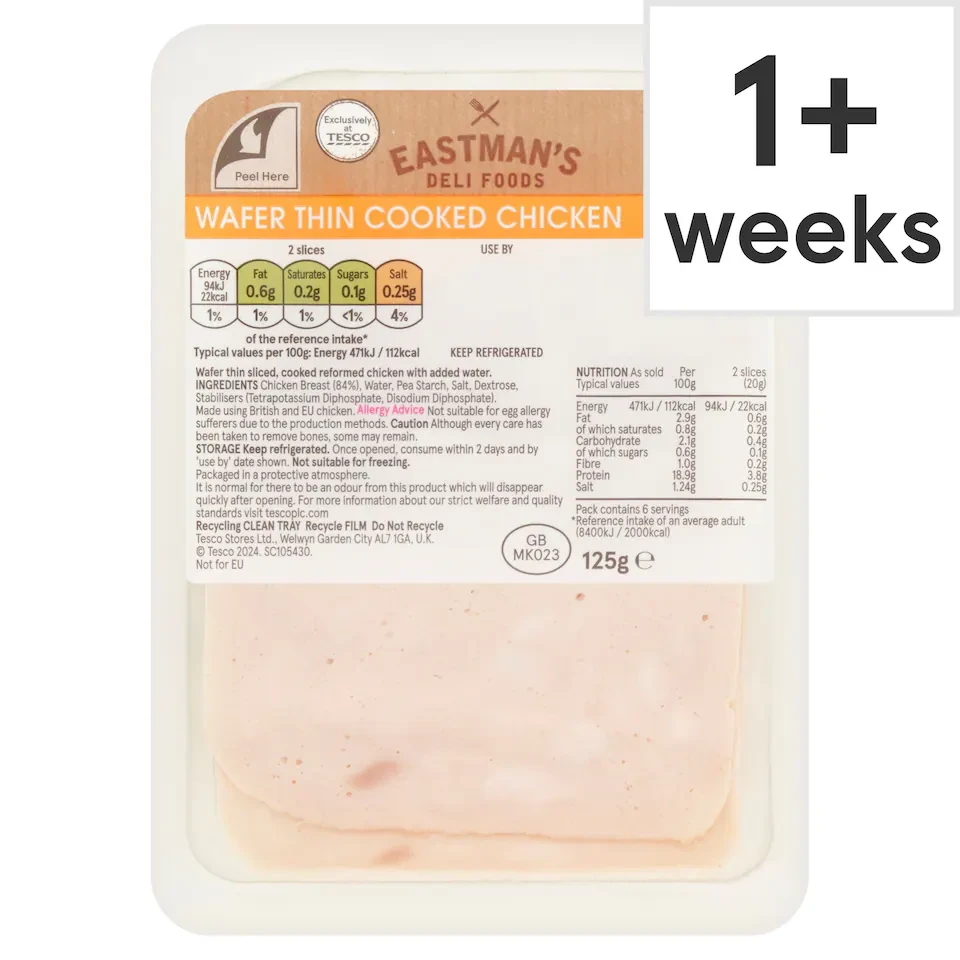 Eastmans Wafer Thin Cooked Chicken Slices 125g