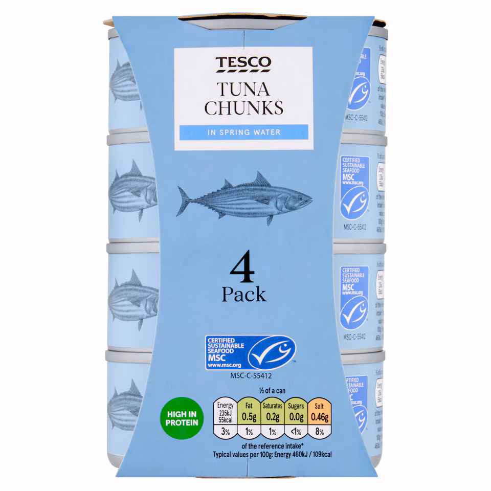 Tesco Tuna Chunks In Spring Water 4 X 145G
