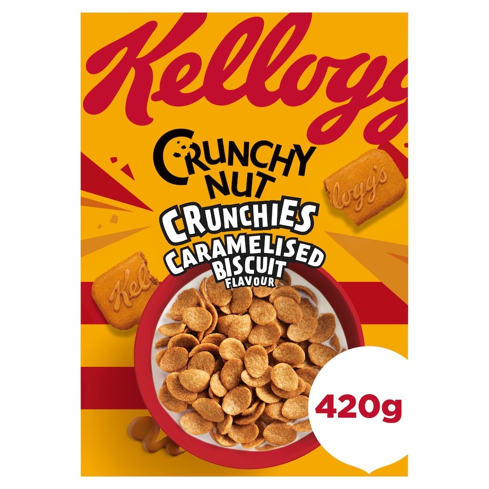 Kellogg's Crunchy Nut Caramelised Biscuit Crunchies Breakfast Cereal 420g