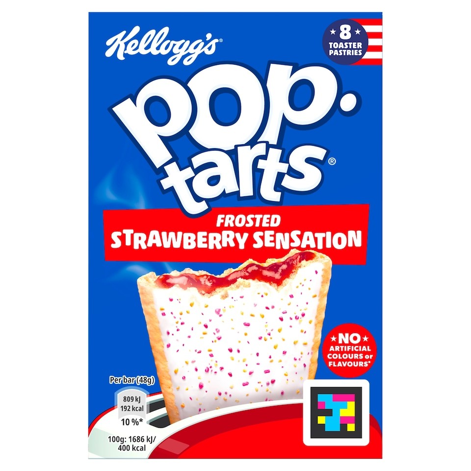 Kellogg's Pop Tarts Strawberry Sensation Pastry Snacks 8x48g