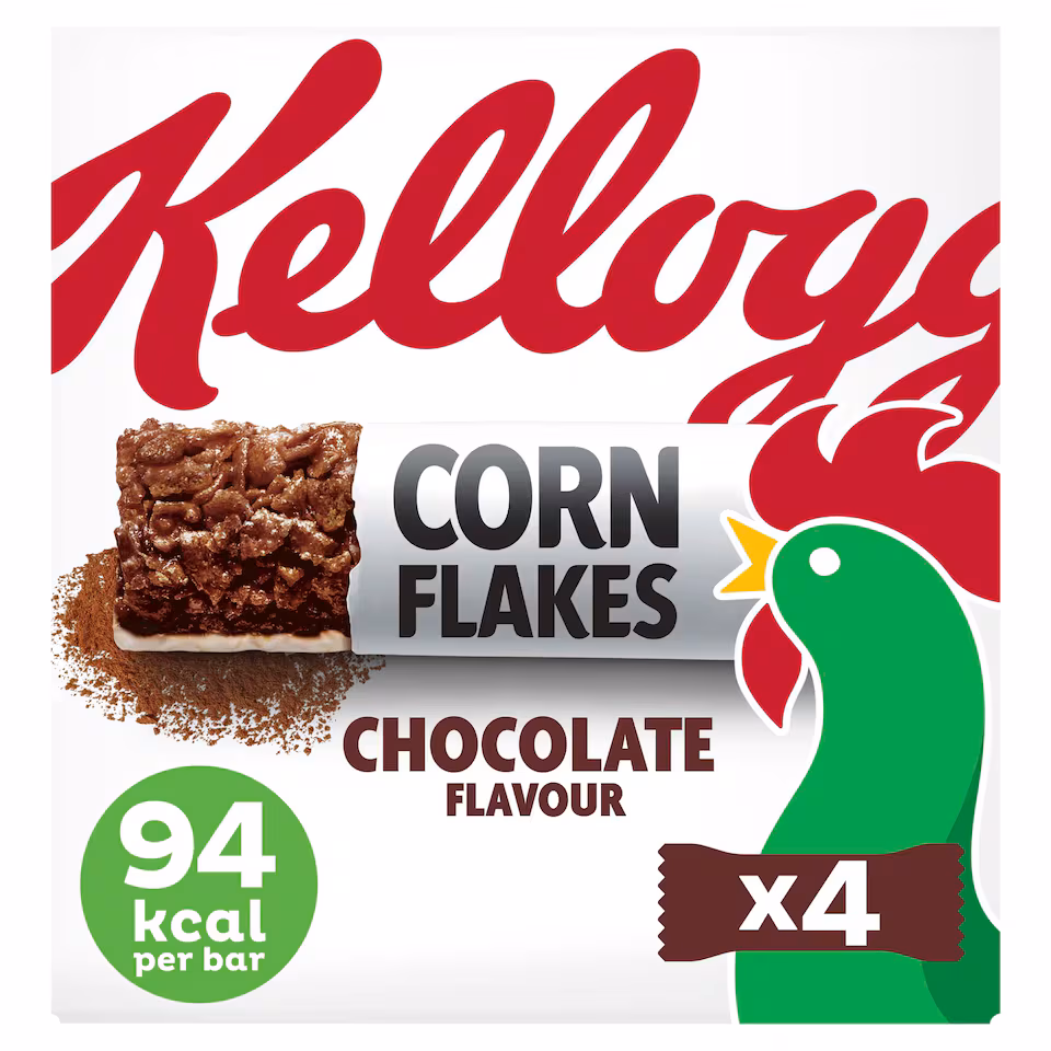 Kellogg's Corn Flakes Chocolate Flavour Cereal Milk Bars 4 x 24g