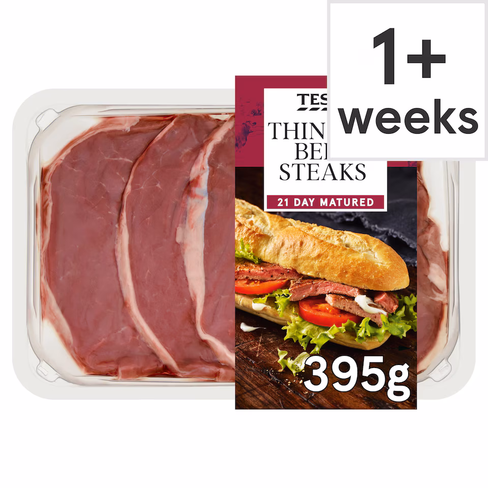 Tesco Thin Cut Beef Steaks 395G