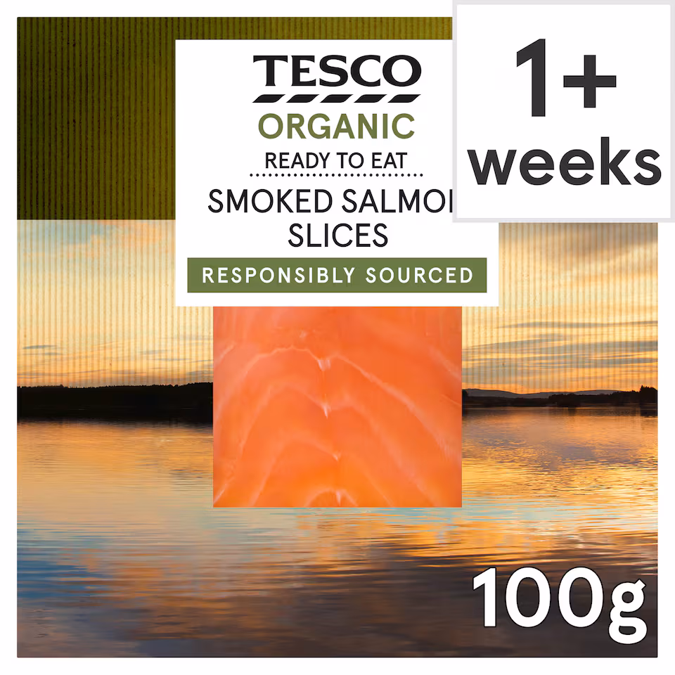 Tesco Organic Smoked Salmon Slices 100g
