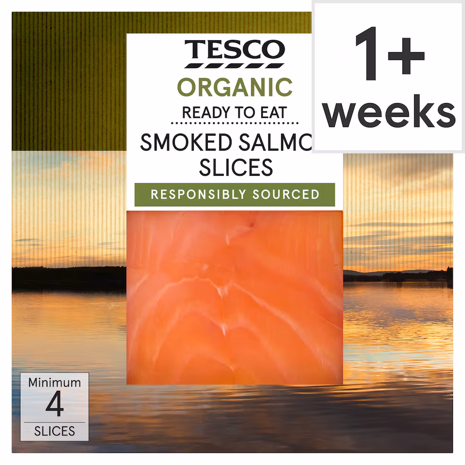 Tesco Organic Smoked Salmon Slices 100g
