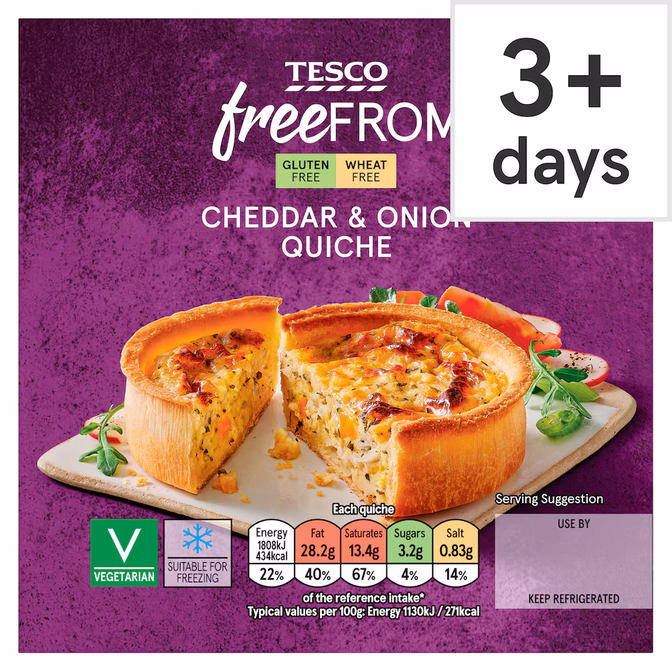 Tesco Free From Cheese & Onion Quiche 160G