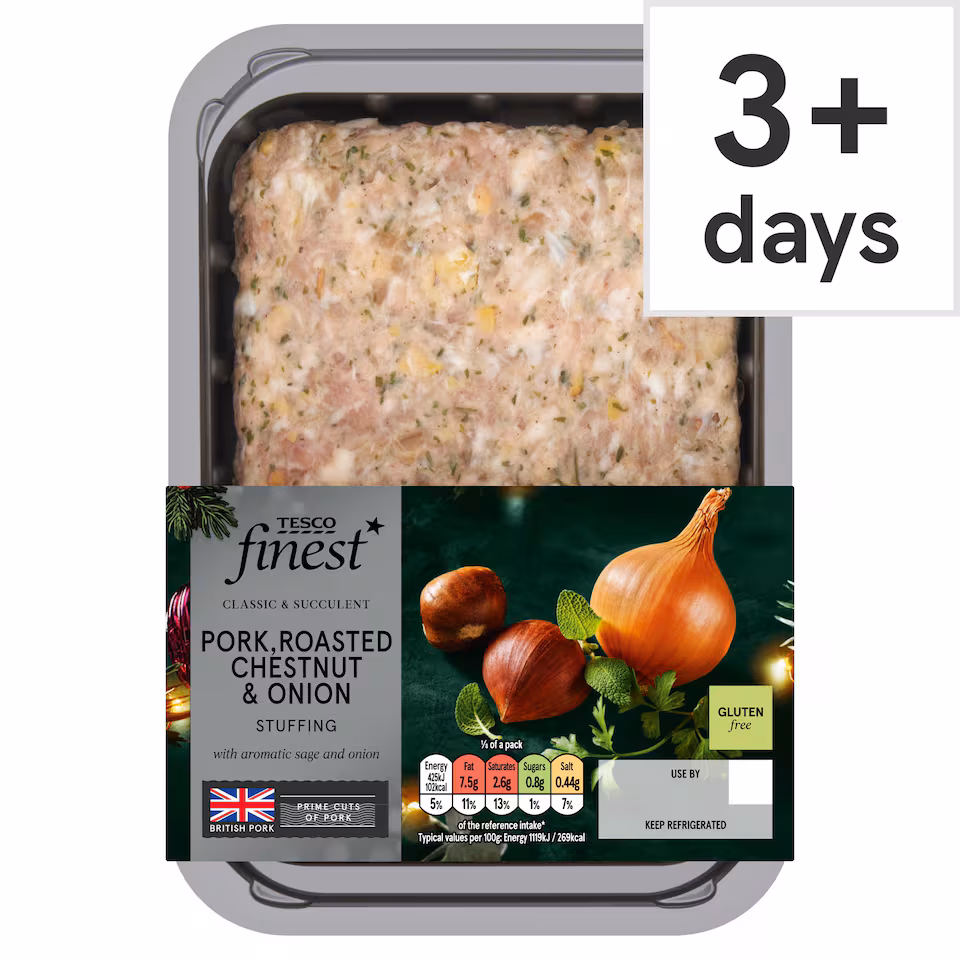 Tesco Finest Pork Roasted Chestnut Onion Stuffing 350G