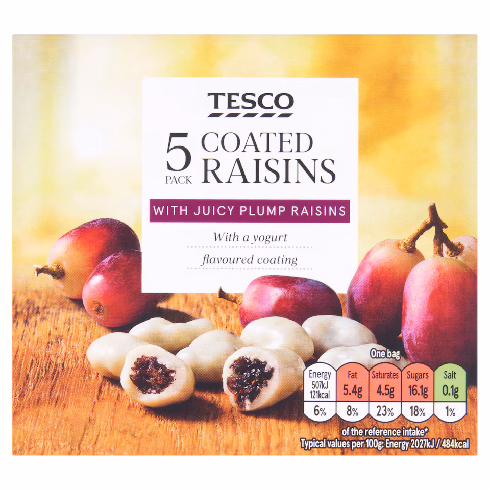 Tesco Coated Raisins - Yogurt Flavoured Coating 125g