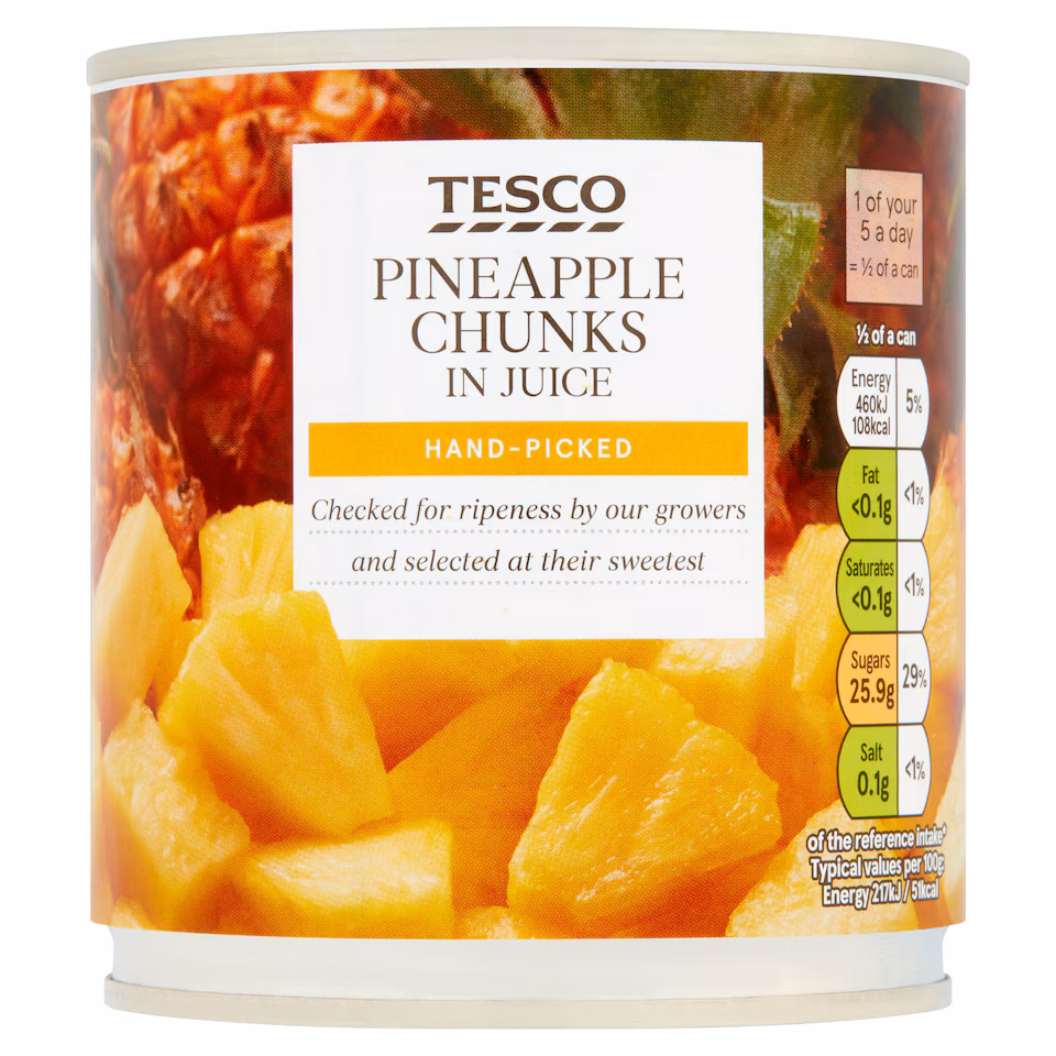 Tesco Pineapple Chunks In Juice 425G