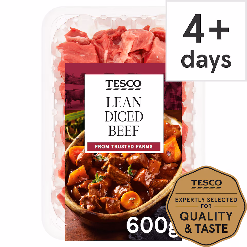 Tesco Lean Diced Beef 600G