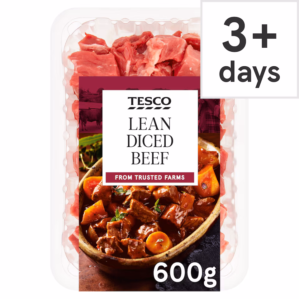 Tesco Lean Diced Beef 600G