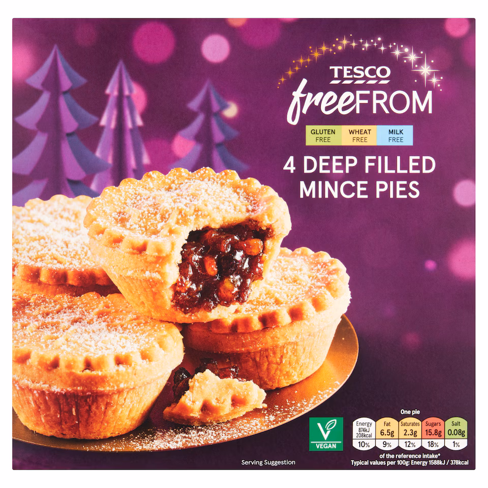 Tesco Free From 4 Mince Pies 220G