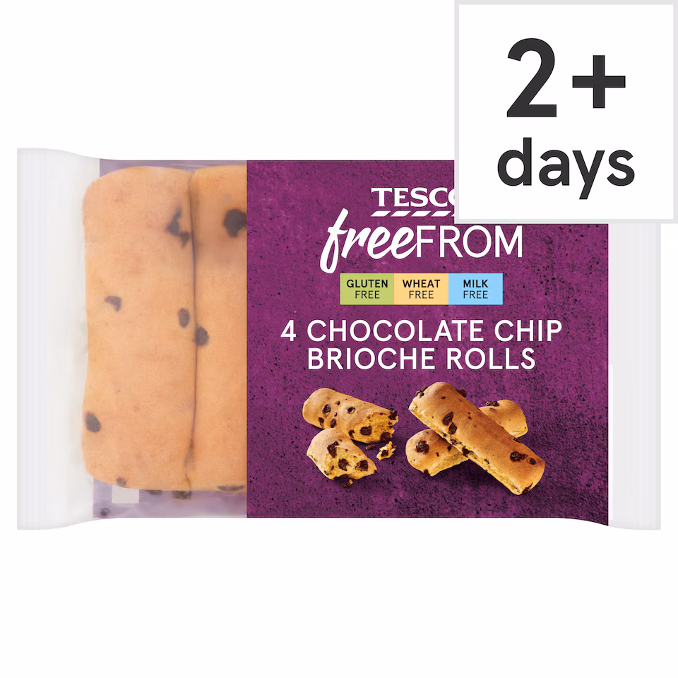 Tesco Free From Chocolate Chip Brioche Rolls 4 Pack
