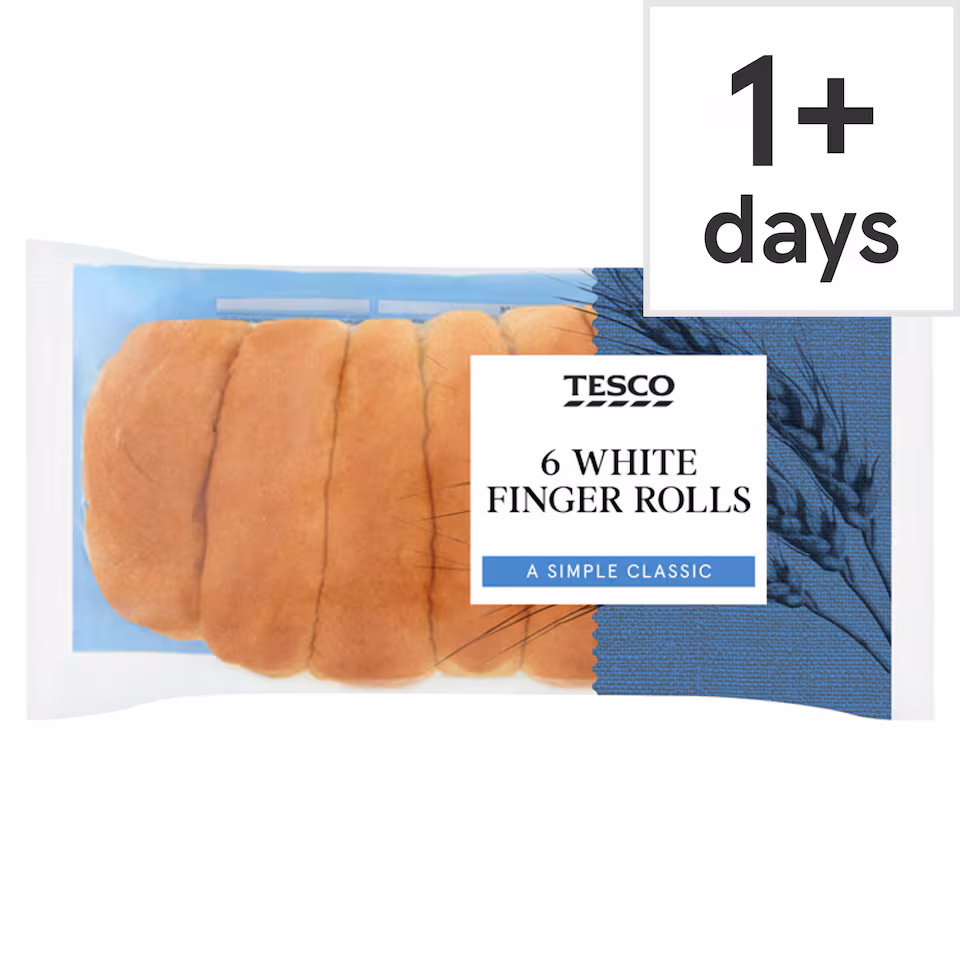 Tesco White Finger Rolls 6 Pack