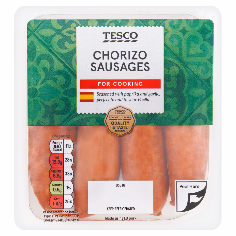 Tesco Chorizo Sausages For Cooking 200G