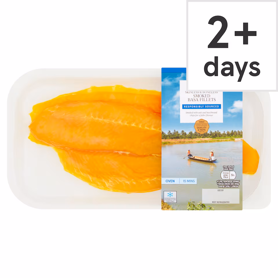 Tesco 2 Skinless Smoked Basa Fillets 240G