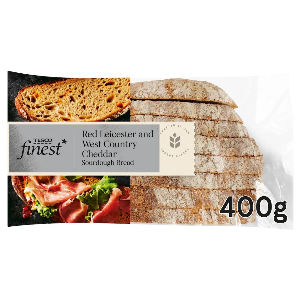 Tesco Finest Red Leicester & West Country Cheddar Sourdough Bread 400G
