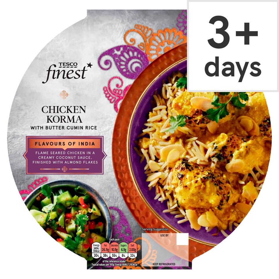 Tesco Finest Chicken Korma with Butter Cumin Rice 400g