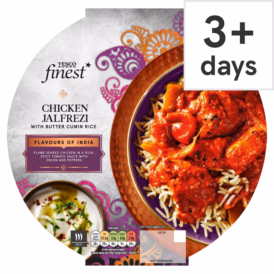 Tesco Finest Chicken Jalfrezi & Butter Cumin Rice 400G