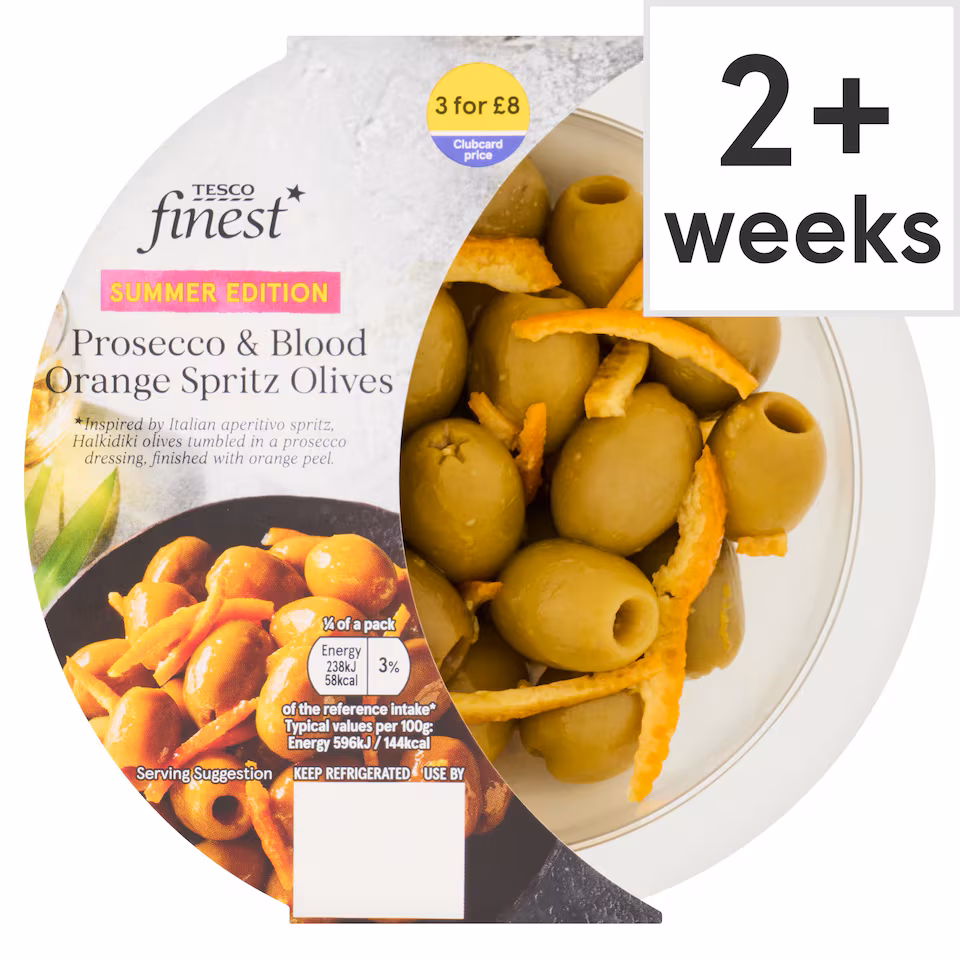 Tesco Finest Prosecco & Blood Orange Spritz Olives 160g