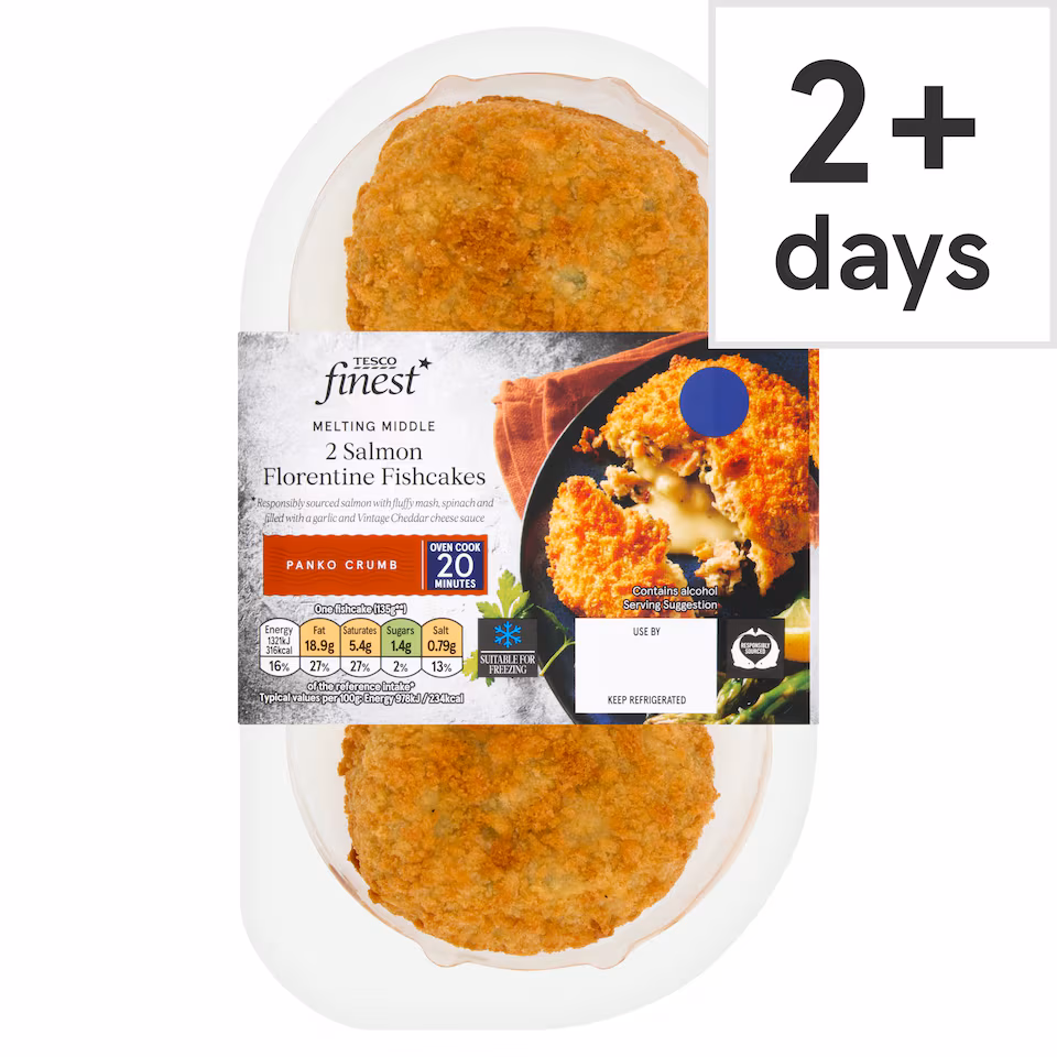 Tesco Finest 2 Salmon Florentine Fishcake 290G