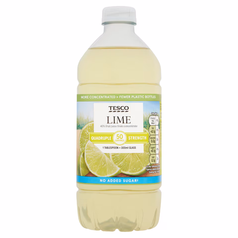 Tesco Quadruple Strength Lime No Added Sugar 750Ml