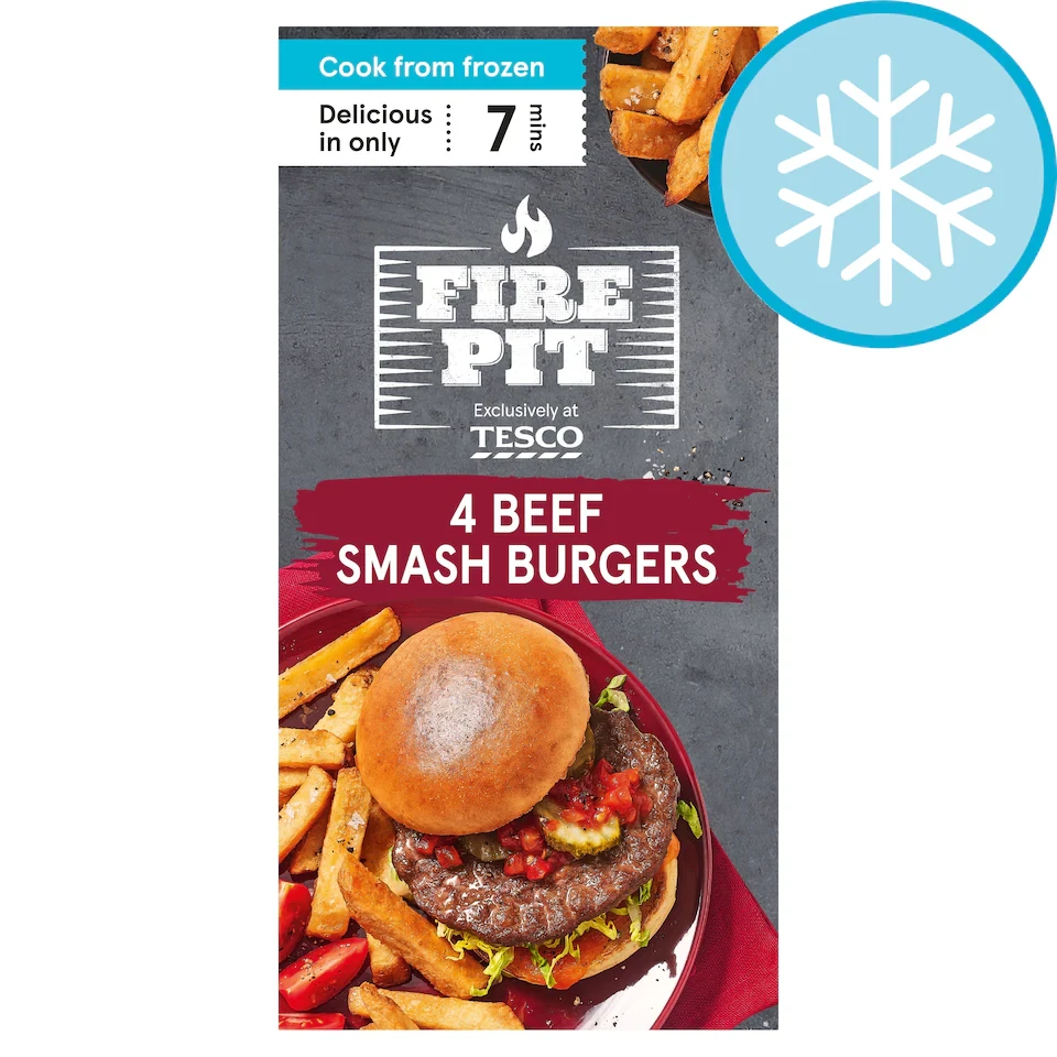 Fire Pit Tesco Beef Smash Burgers 340g