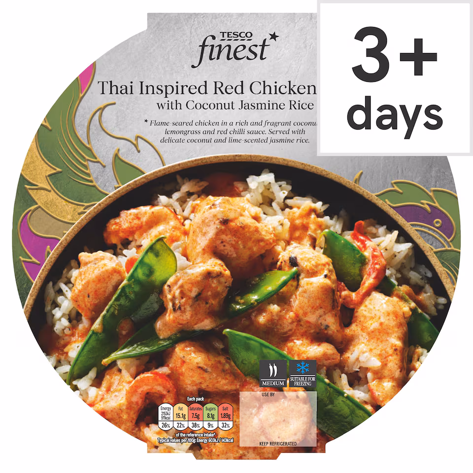 Tesco Finest Thai Inspired Red Chicken Curry & Rice 400G